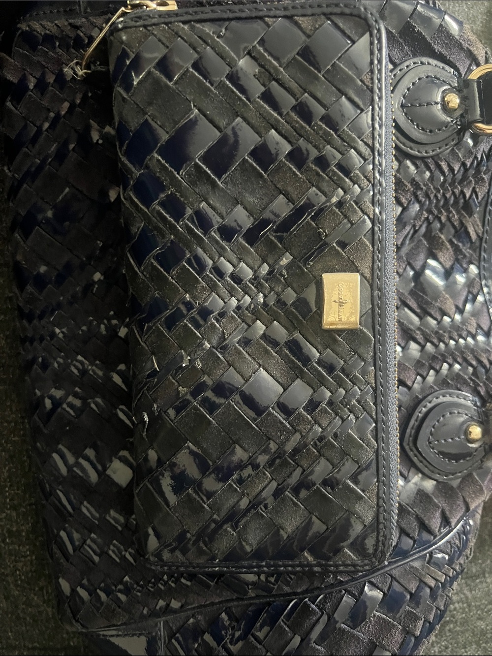 Cole Haan Blue Leather Purse + matching wallet - Picture 4 of 4
